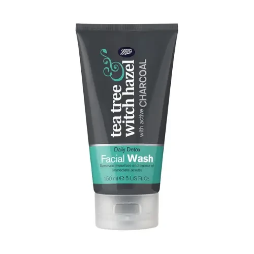 Boots Tea Tree Witch Hazel With Active Charcoal Facial Wash 150ml